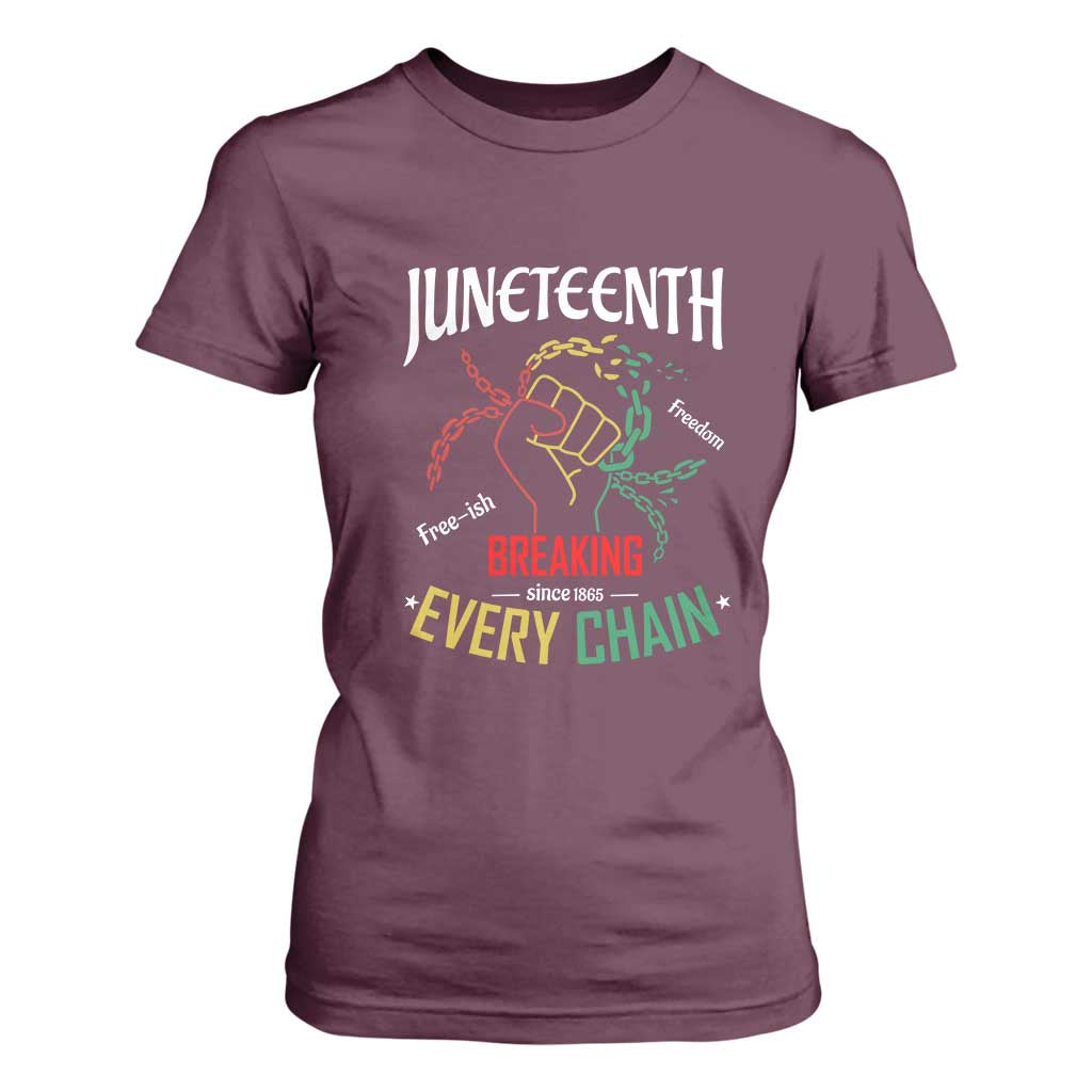 Juneteenth 1865 T Shirt For Women Breaking Every Chain Freeish Black Freedom