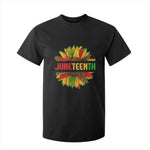 Juneteenth T Shirt For Kid Sunflower with Fist Black History