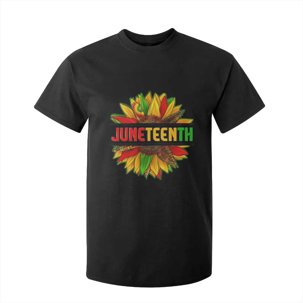 Juneteenth T Shirt For Kid Sunflower with Fist Black History