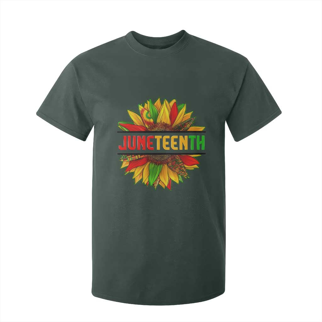 Juneteenth T Shirt For Kid Sunflower with Fist Black History