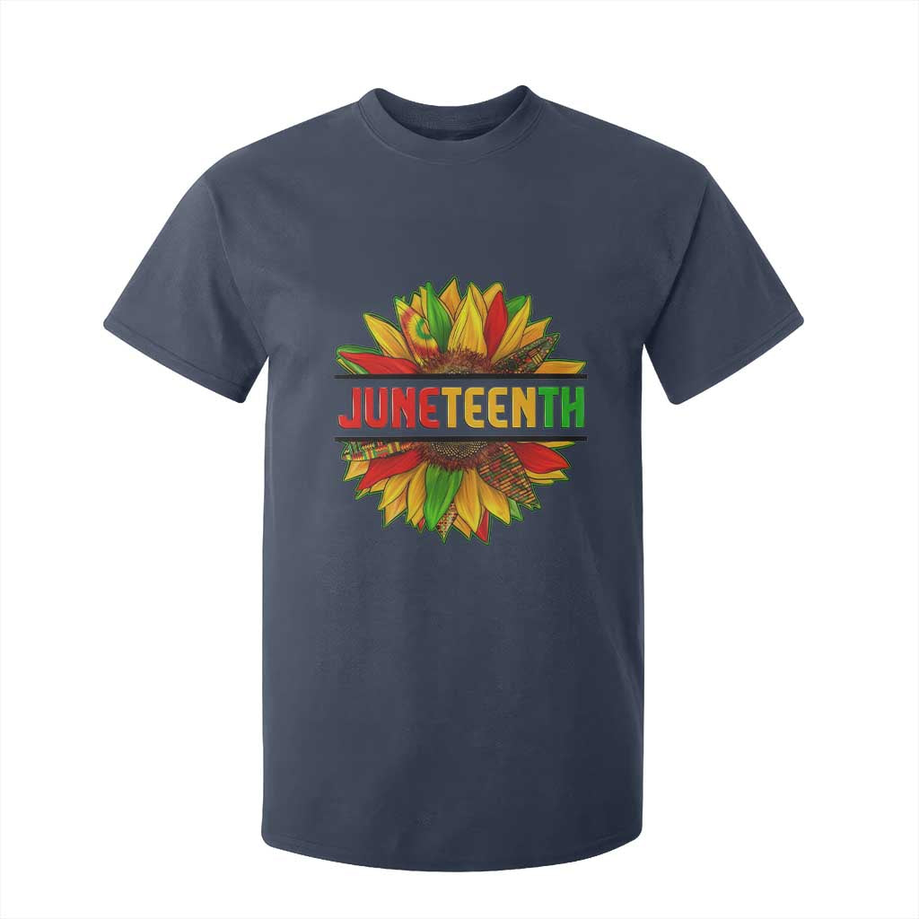 Juneteenth T Shirt For Kid Sunflower with Fist Black History