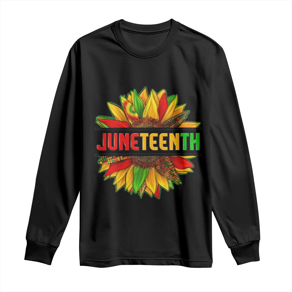 Juneteenth Long Sleeve Shirt Sunflower with Fist Black History