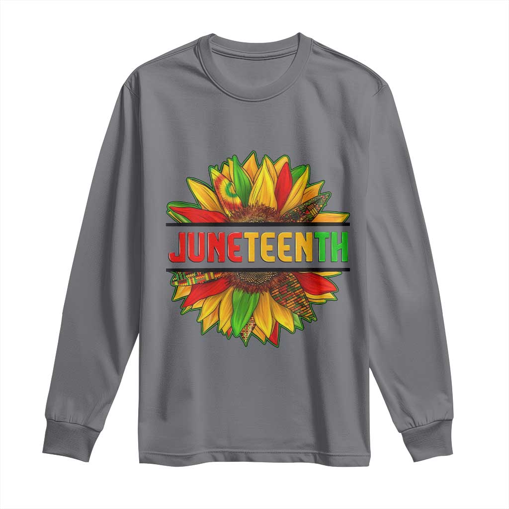 Juneteenth Long Sleeve Shirt Sunflower with Fist Black History