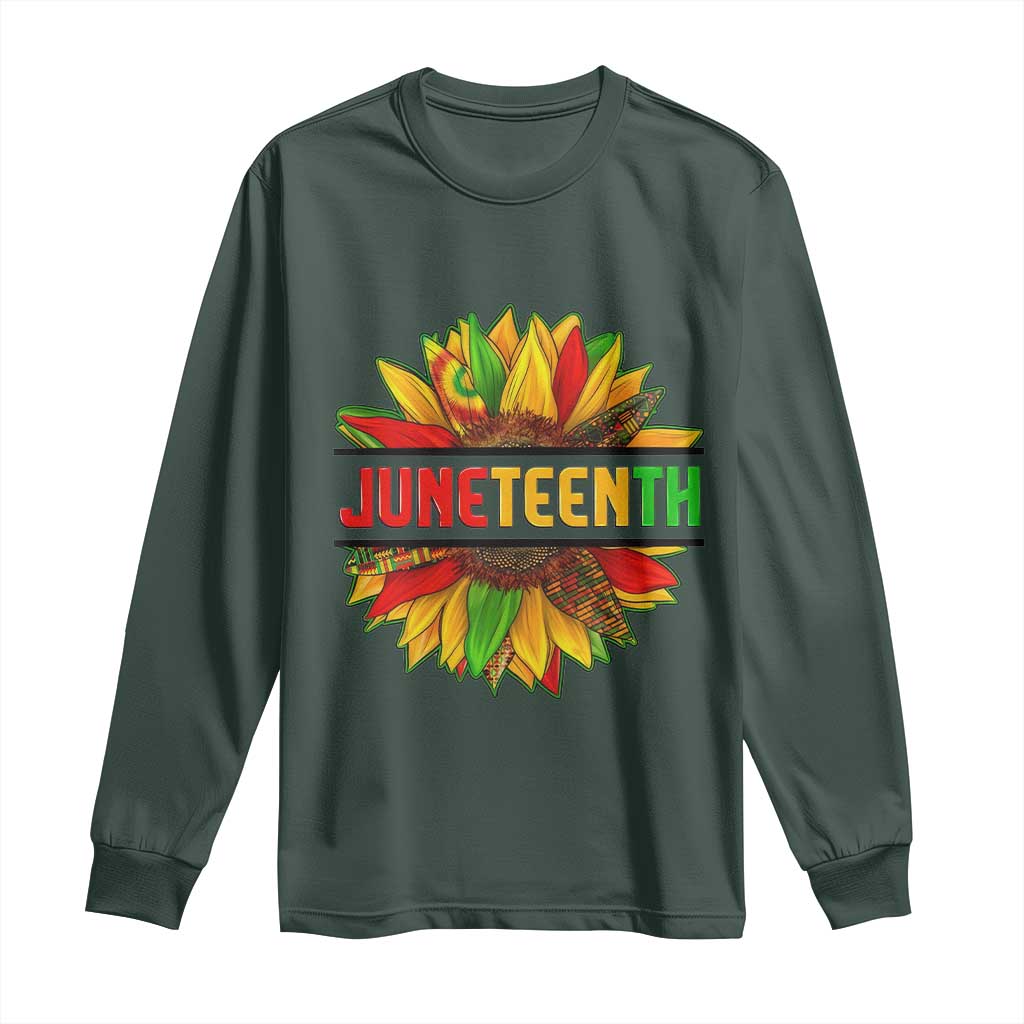 Juneteenth Long Sleeve Shirt Sunflower with Fist Black History