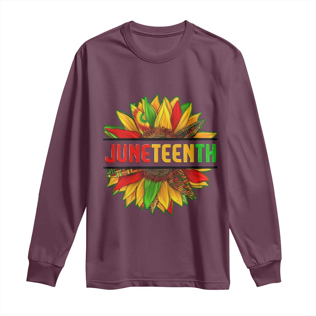 Juneteenth Long Sleeve Shirt Sunflower with Fist Black History