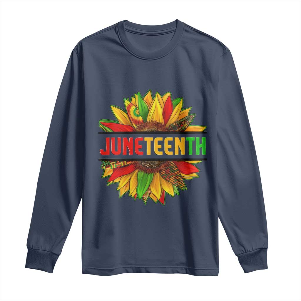 Juneteenth Long Sleeve Shirt Sunflower with Fist Black History