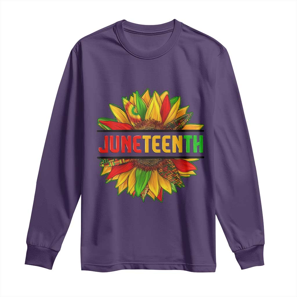 Juneteenth Long Sleeve Shirt Sunflower with Fist Black History