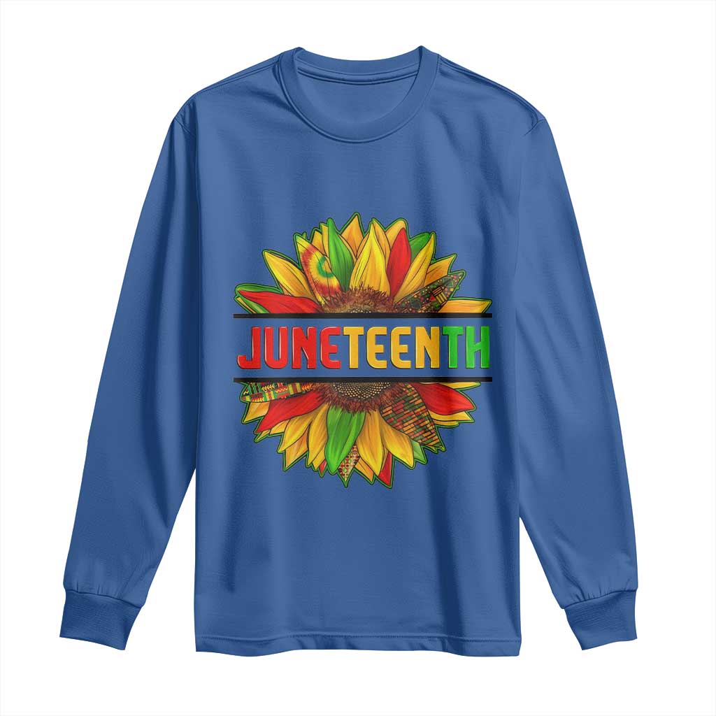 Juneteenth Long Sleeve Shirt Sunflower with Fist Black History
