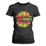Juneteenth T Shirt For Women Sunflower with Fist Black History