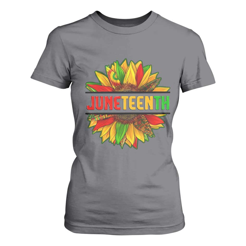 Juneteenth T Shirt For Women Sunflower with Fist Black History