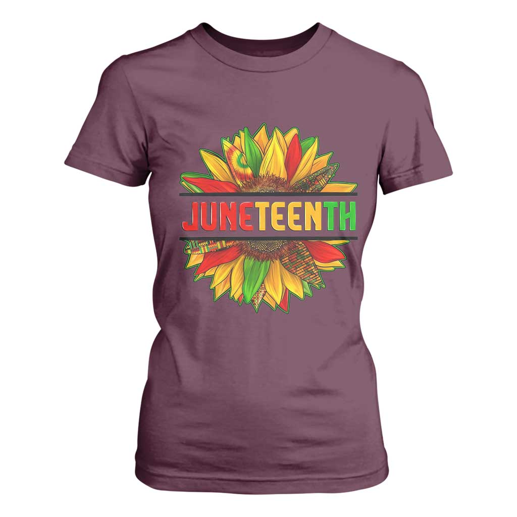 Juneteenth T Shirt For Women Sunflower with Fist Black History