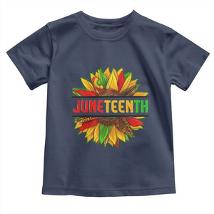 Juneteenth Toddler T Shirt Sunflower with Fist Black History