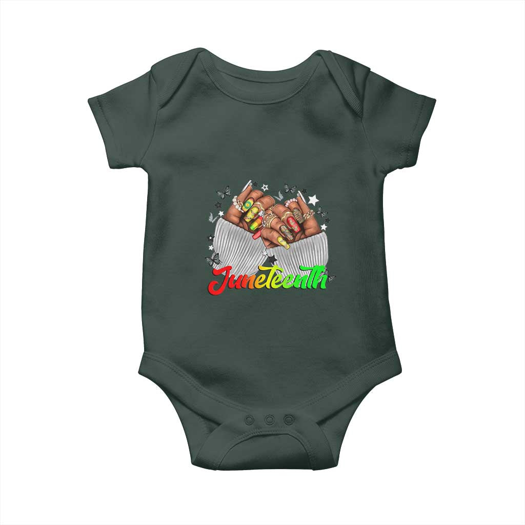 Juneteenth Celebration Baby Onesie Since 1865 Women Nails Butterflies
