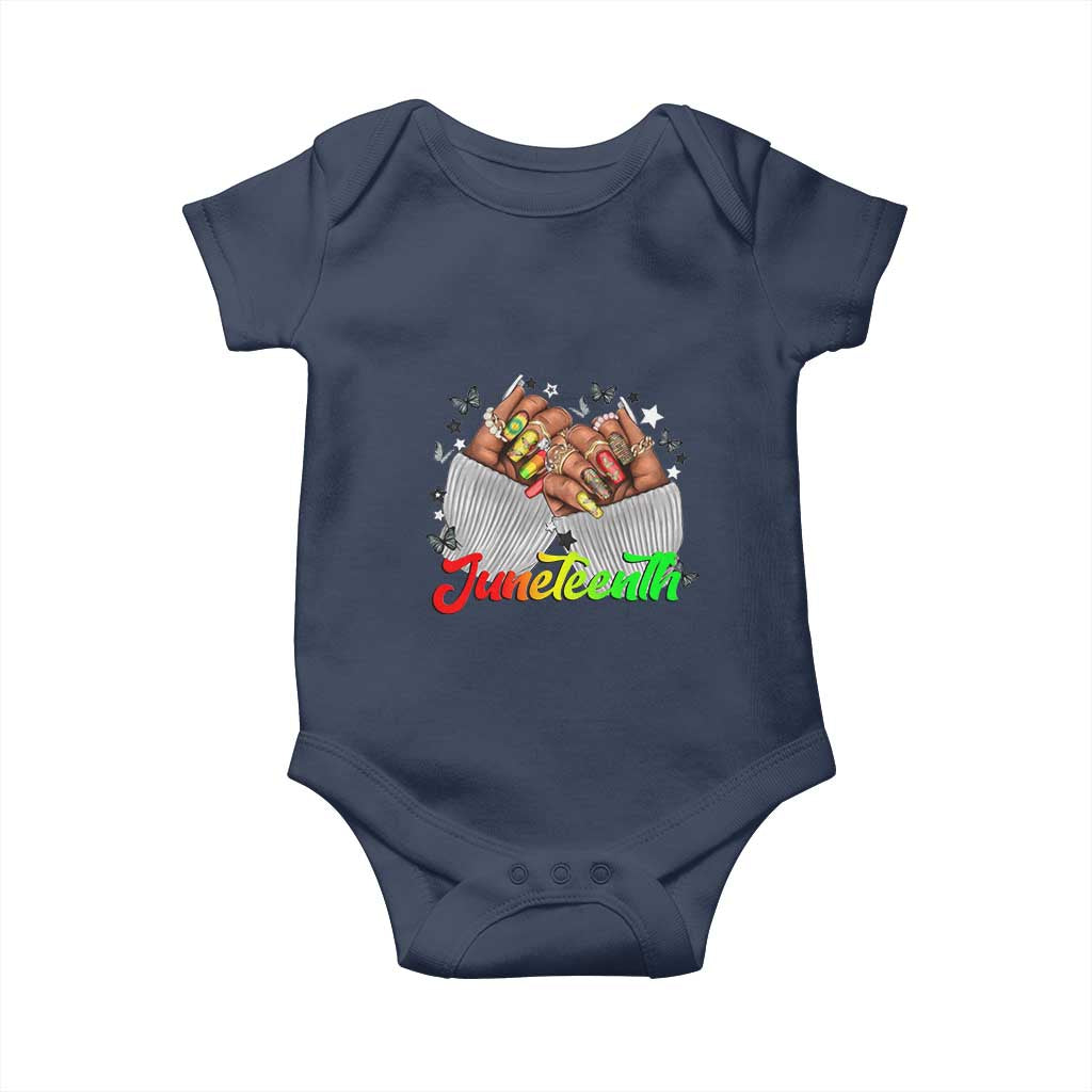 Juneteenth Celebration Baby Onesie Since 1865 Women Nails Butterflies