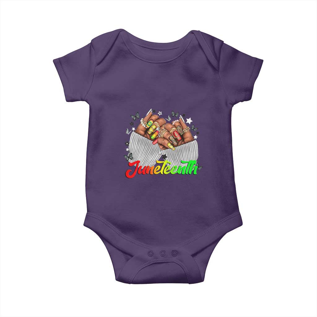 Juneteenth Celebration Baby Onesie Since 1865 Women Nails Butterflies