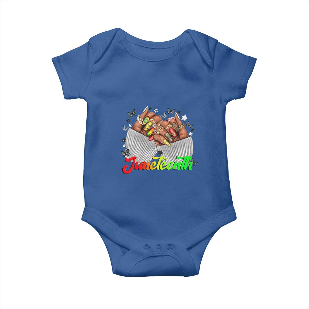 Juneteenth Celebration Baby Onesie Since 1865 Women Nails Butterflies