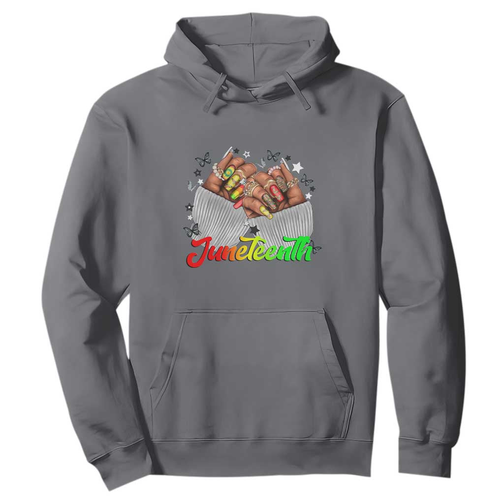 Juneteenth Celebration Hoodie Since 1865 Women Nails Butterflies