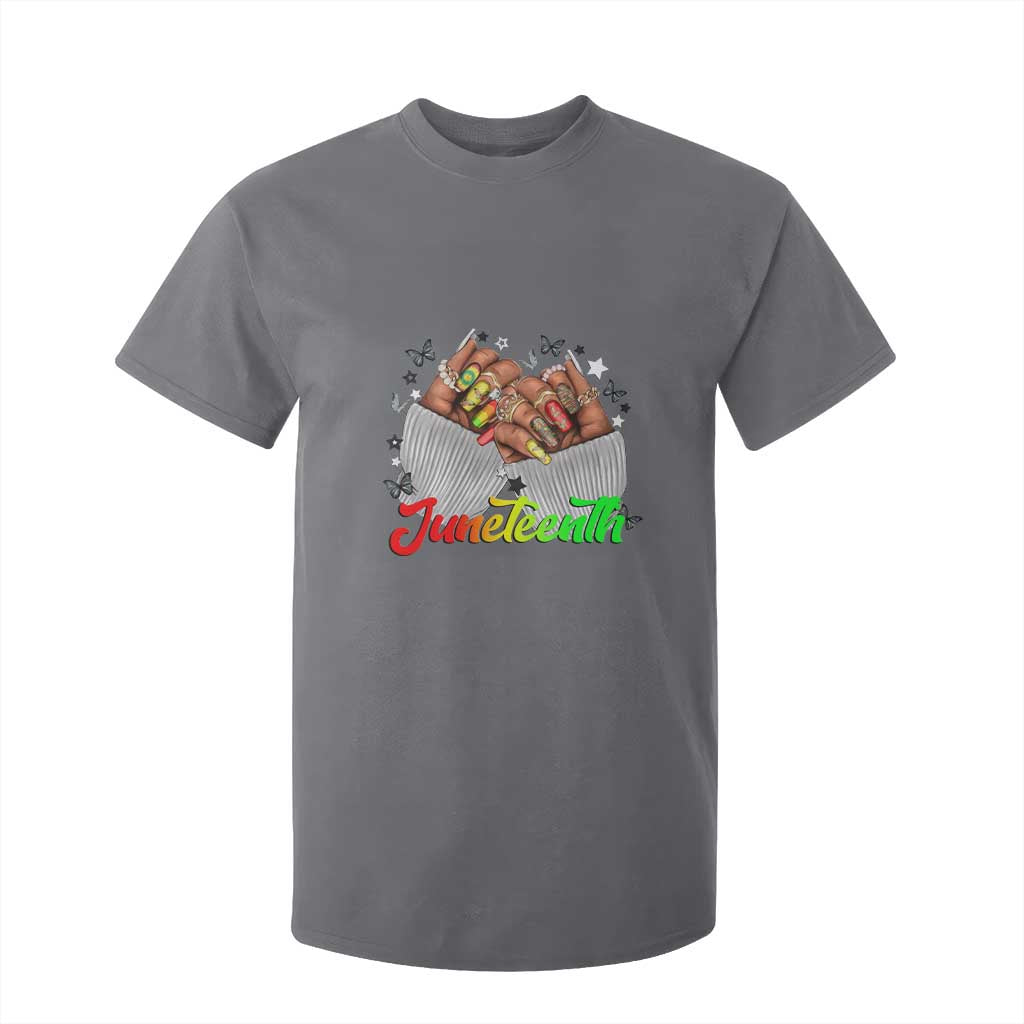 Juneteenth Celebration T Shirt For Kid Since 1865 Women Nails Butterflies