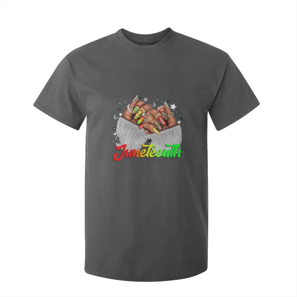 Juneteenth Celebration T Shirt For Kid Since 1865 Women Nails Butterflies