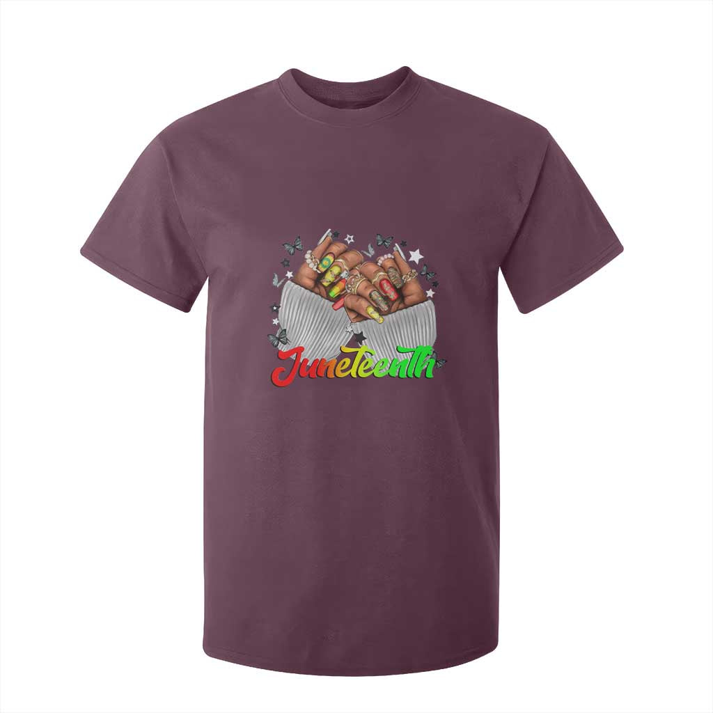 Juneteenth Celebration T Shirt For Kid Since 1865 Women Nails Butterflies