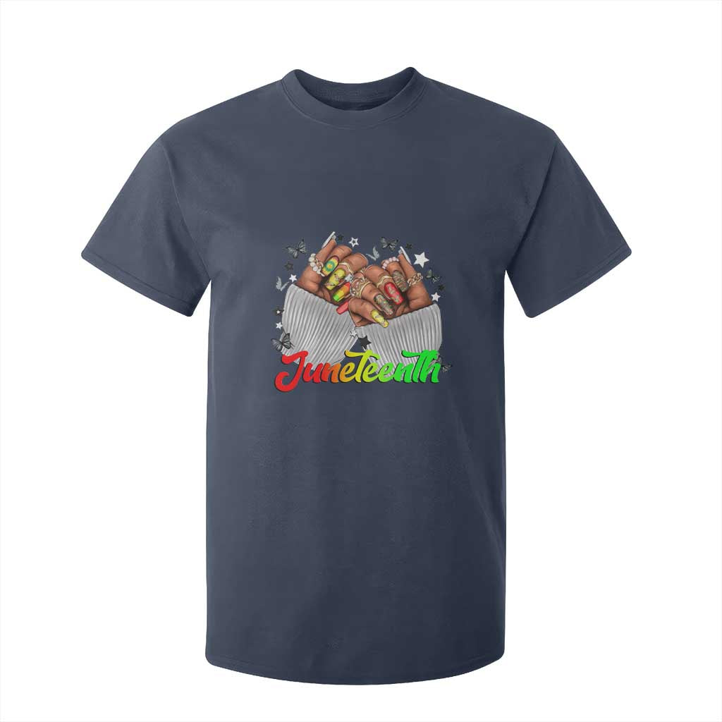 Juneteenth Celebration T Shirt For Kid Since 1865 Women Nails Butterflies