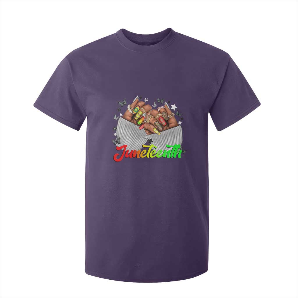 Juneteenth Celebration T Shirt For Kid Since 1865 Women Nails Butterflies