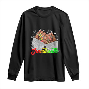 Juneteenth Celebration Long Sleeve Shirt Since 1865 Women Nails Butterflies
