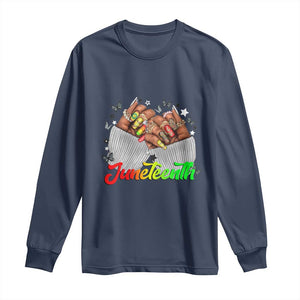 Juneteenth Celebration Long Sleeve Shirt Since 1865 Women Nails Butterflies