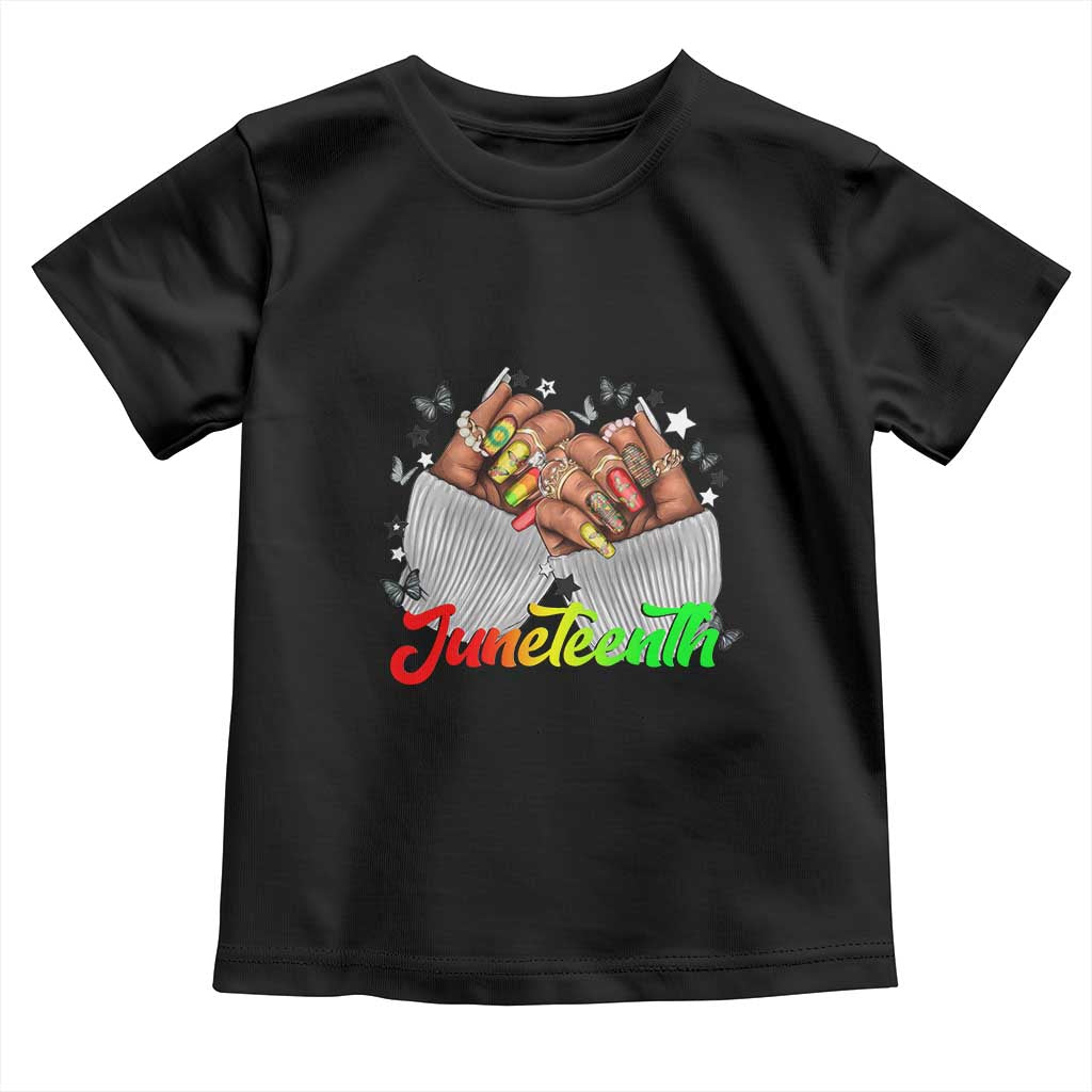 Juneteenth Celebration Toddler T Shirt Since 1865 Women Nails Butterflies