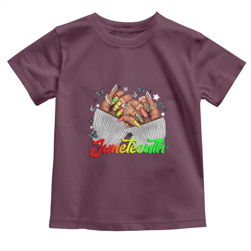 Juneteenth Celebration Toddler T Shirt Since 1865 Women Nails Butterflies