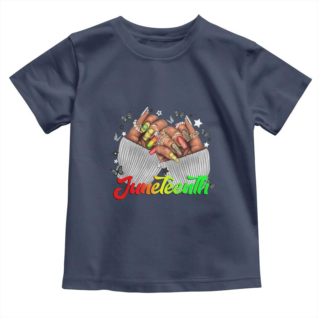 Juneteenth Celebration Toddler T Shirt Since 1865 Women Nails Butterflies