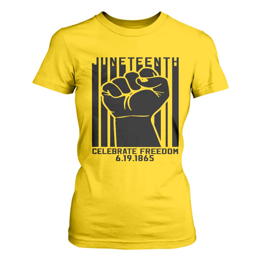 Juneteenth 1865 Independence T Shirt For Women Celebrate Freedom Raised Fist