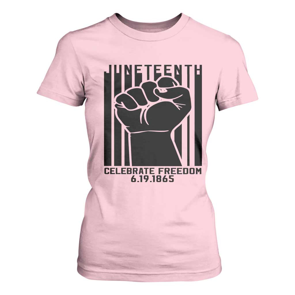 Juneteenth 1865 Independence T Shirt For Women Celebrate Freedom Raised Fist