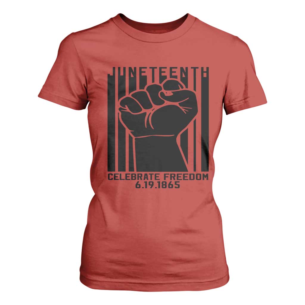 Juneteenth 1865 Independence T Shirt For Women Celebrate Freedom Raised Fist