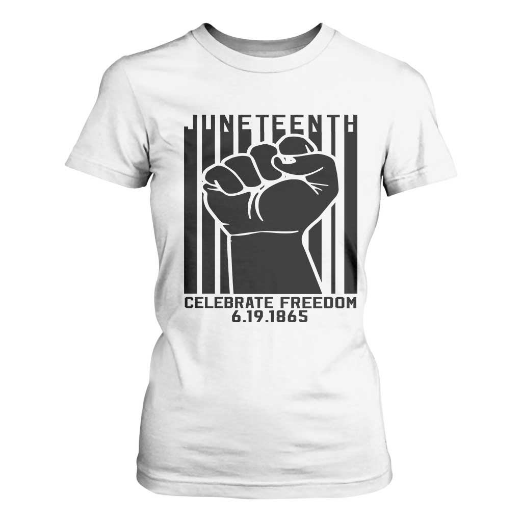 Juneteenth 1865 Independence T Shirt For Women Celebrate Freedom Raised Fist