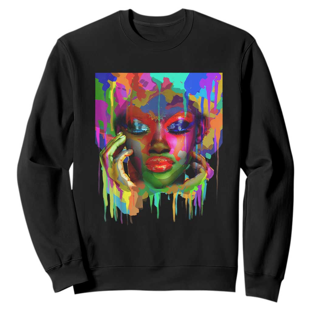 Afro Woman Graphic Sweatshirt African Pride Color Painted