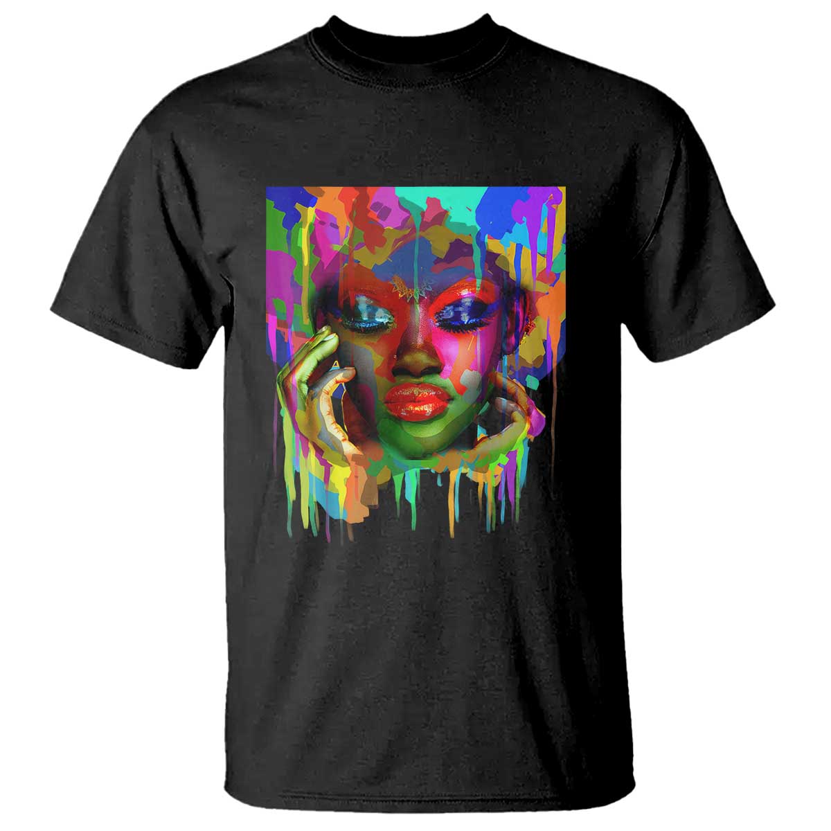 Afro Woman Graphic T Shirt African Pride Color Painted