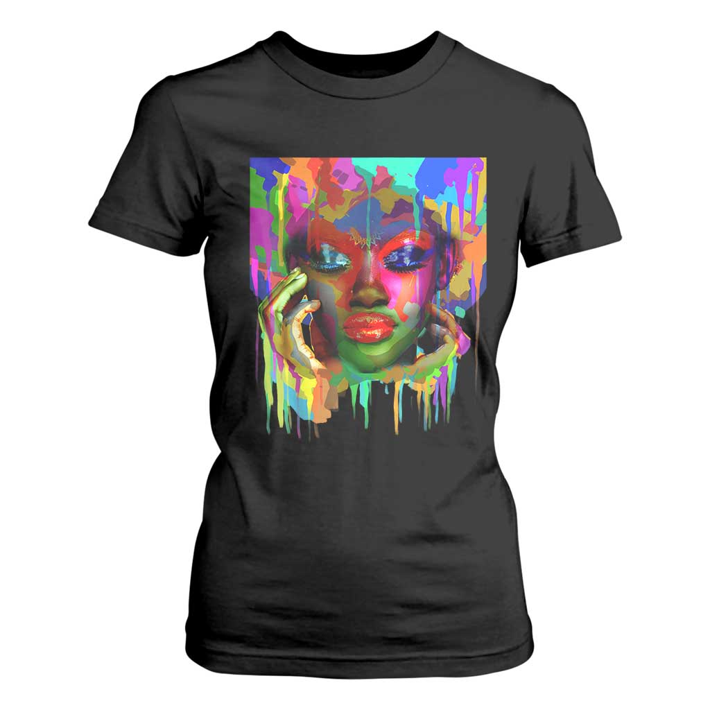 Afro Woman Graphic T Shirt For Women African Pride Color Painted