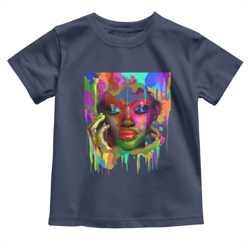 Afro Woman Graphic Toddler T Shirt African Pride Color Painted