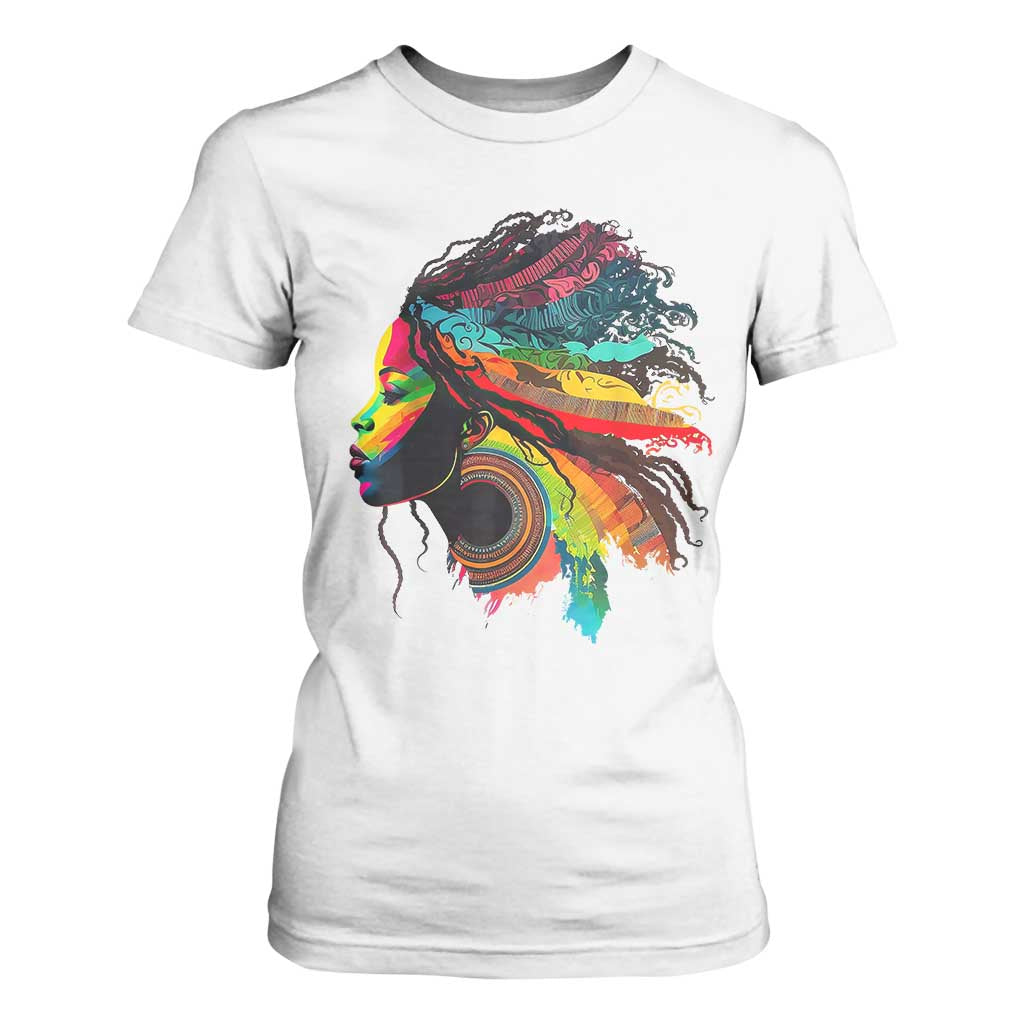 Proud Afro Roots T Shirt For Women Rainbow Dashiki African Tribal Woman Natural Hair