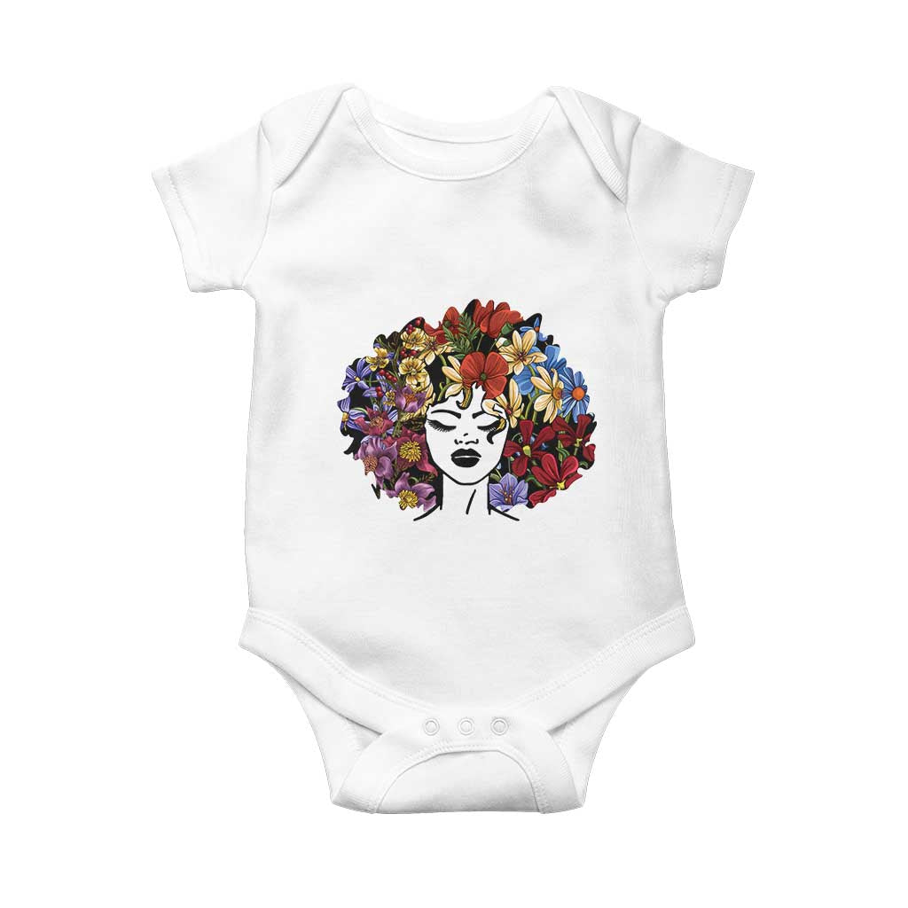 Black History Baby Onesie For Women Afro Flower Hair Juneteenth