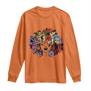 Black History Long Sleeve Shirt For Women Afro Flower Hair Juneteenth