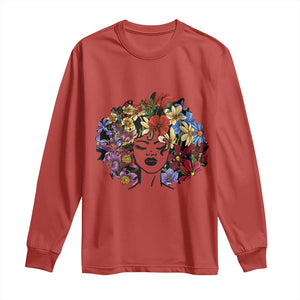 Black History Long Sleeve Shirt For Women Afro Flower Hair Juneteenth