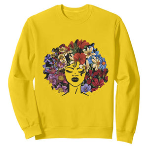 Black History Sweatshirt For Women Afro Flower Hair Juneteenth