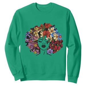 Black History Sweatshirt For Women Afro Flower Hair Juneteenth