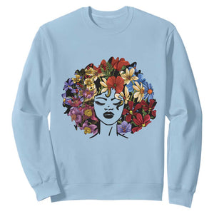 Black History Sweatshirt For Women Afro Flower Hair Juneteenth