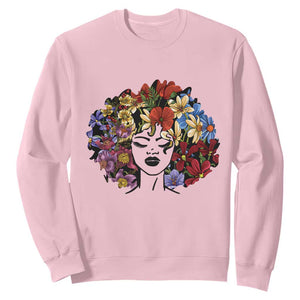 Black History Sweatshirt For Women Afro Flower Hair Juneteenth