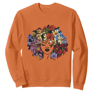 Black History Sweatshirt For Women Afro Flower Hair Juneteenth