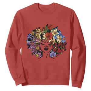 Black History Sweatshirt For Women Afro Flower Hair Juneteenth