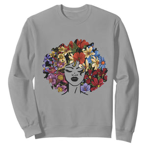 Black History Sweatshirt For Women Afro Flower Hair Juneteenth